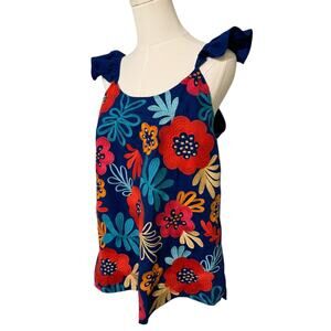 Andree by Unit Large Blue Floral Heavy Embroidery Boho Tank Spring Summer